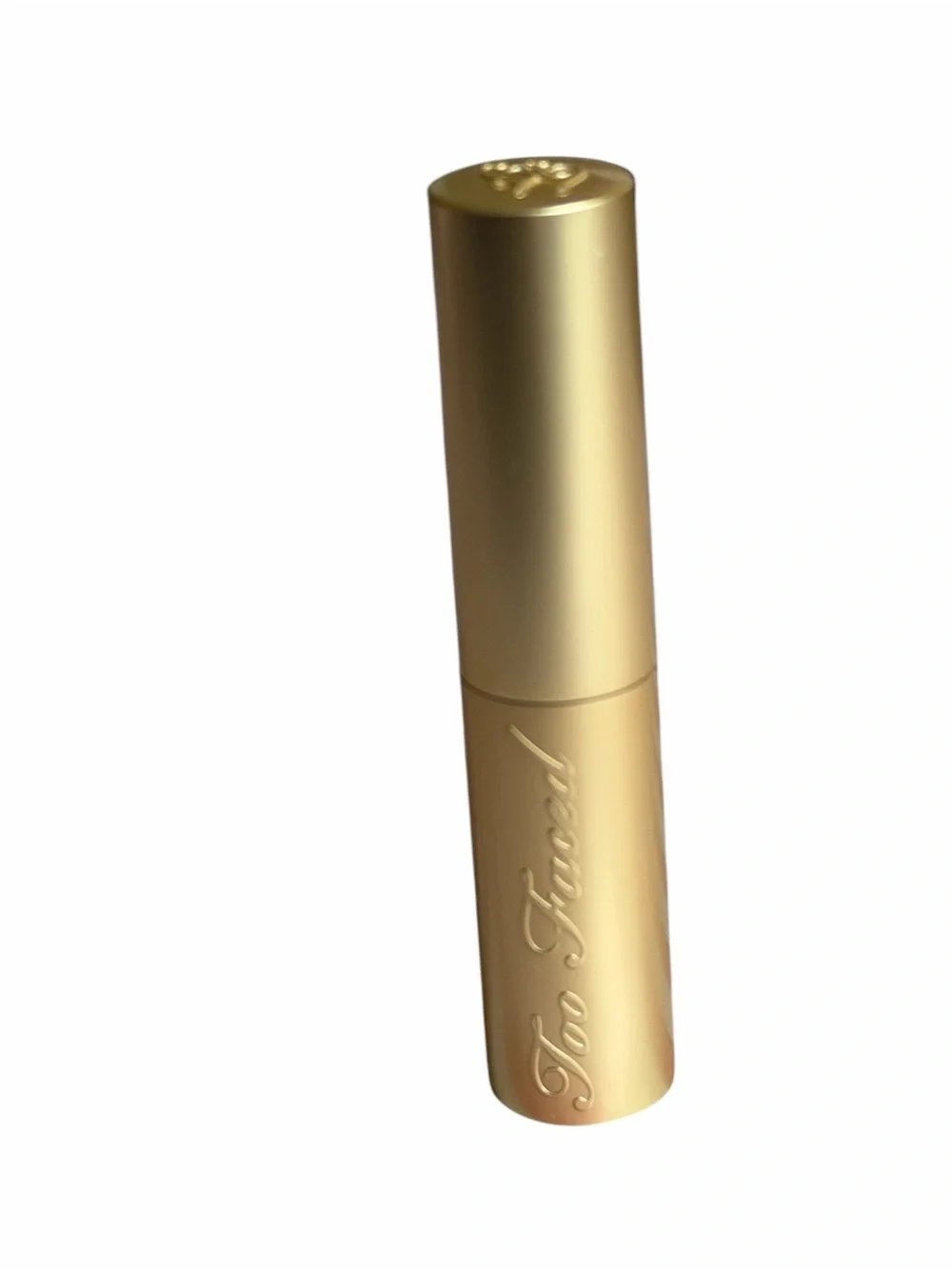 TOO FACED LIMITED EDITION in CLUELESS- Shimmer Cream Lipstick - Gold Case